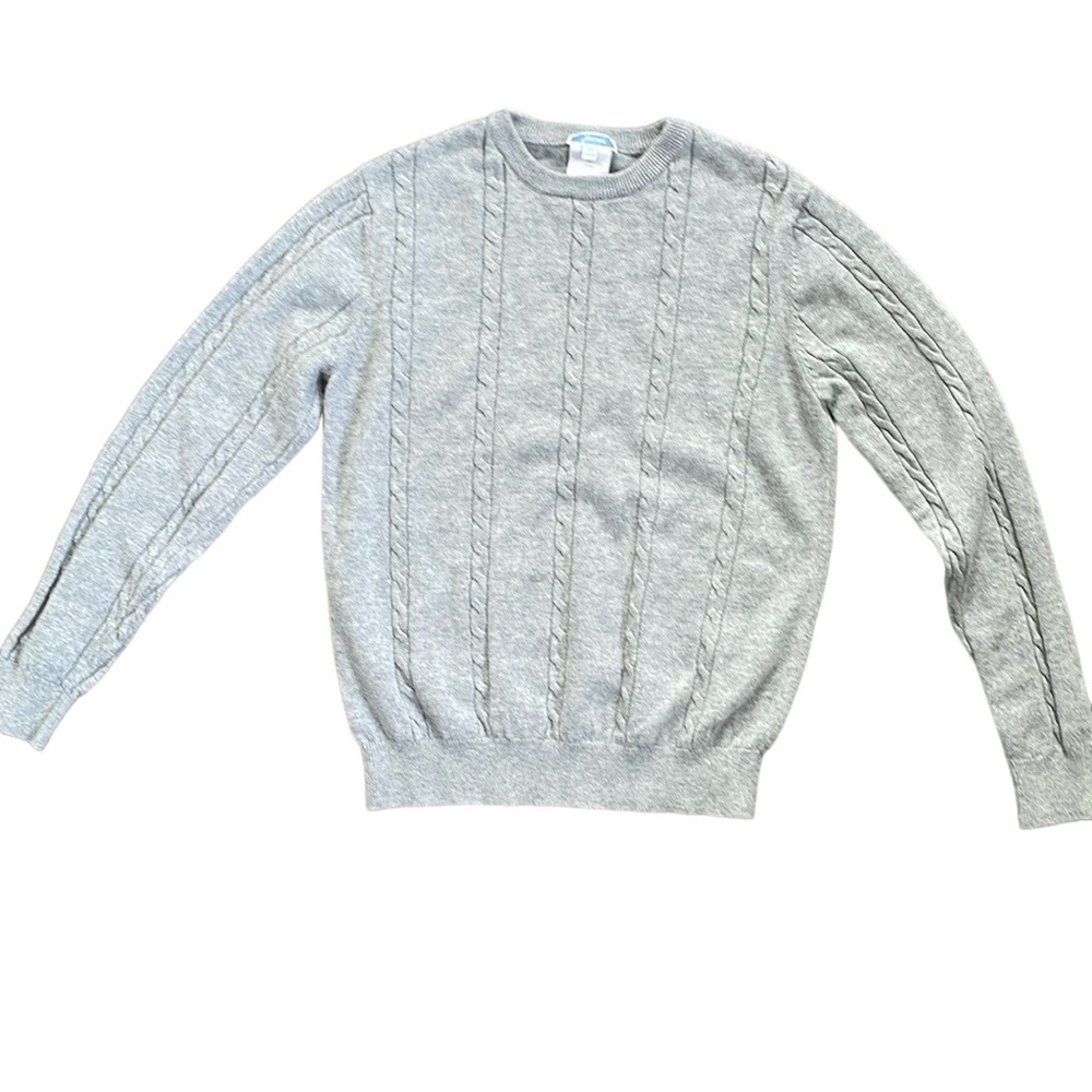 Unisex Jacadi gray wool blend cable knit holiday long sleeve sweater Size 12A